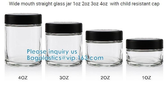 tarro de cristal claro del concentrado de la cera de 3ml 5ml 7ml, forma redonda Mini Glass Jar reutilizable, botella de cristal