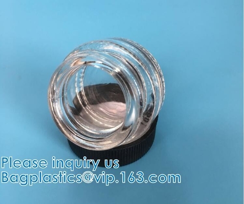 tarro de cristal claro del concentrado de la cera de 3ml 5ml 7ml, forma redonda Mini Glass Jar reutilizable, botella de cristal