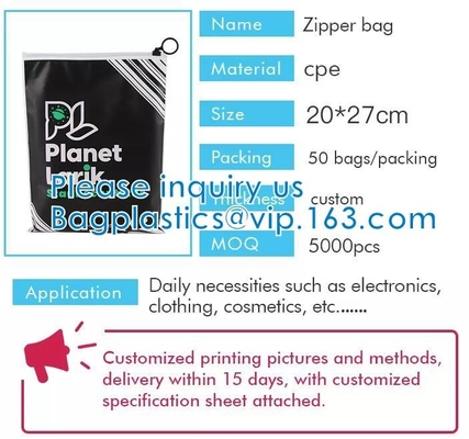 Los bolsos del paquete de la cachemira de la cremallera del PLA, ropa biodegradable, visten el empaquetado, reciclable, reutilizable