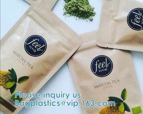 Bolsa del papel de Kraft, bolsos de la prueba del olor, prenda impermeable para el almacenamiento de la comida, Zip lockk resistente del cierre superior de cremallera, termosoldable