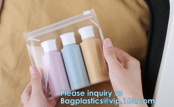 La bolsa transparente personalizada diaria portátil de la cremallera del Pvc del diseño empaqueta el bolso cosmético del embrague de cuero