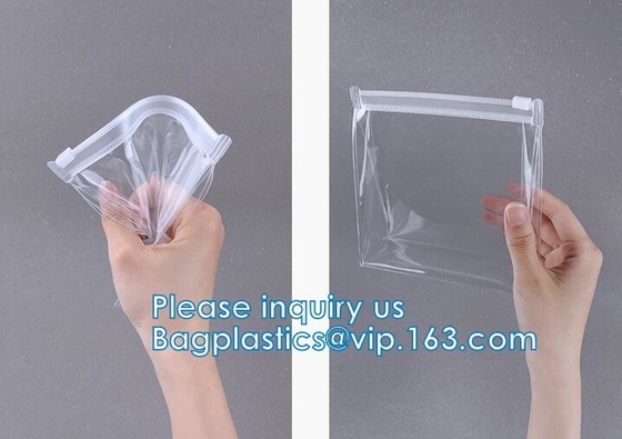 La bolsa transparente personalizada diaria portátil de la cremallera del Pvc del diseño empaqueta el bolso cosmético del embrague de cuero