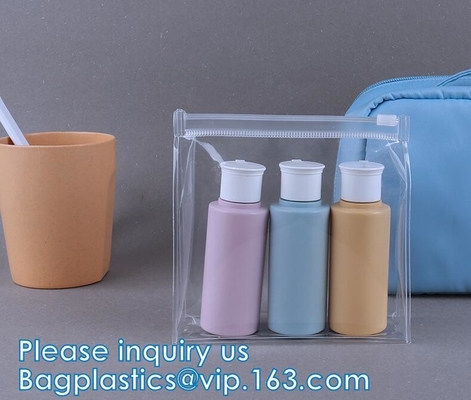 La bolsa transparente personalizada diaria portátil de la cremallera del Pvc del diseño empaqueta el bolso cosmético del embrague de cuero