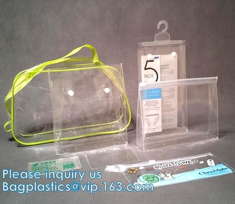 PVC EVA Swimwear Clothing Ziplock Bag, bolso de empaquetado de Matte Frosted de la cremallera cosmética biodegradable del resbalador