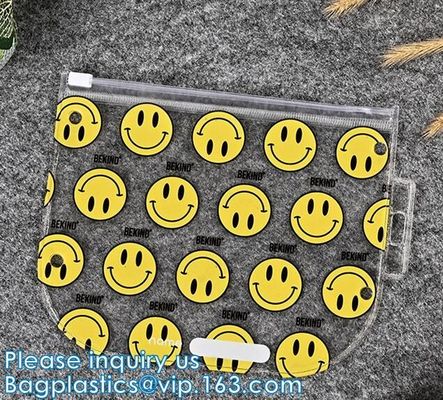 PVC EVA Swimwear Clothing Zip lockk Bag, bolso de empaquetado de Matte Frosted de la cremallera cosmética biodegradable del resbalador