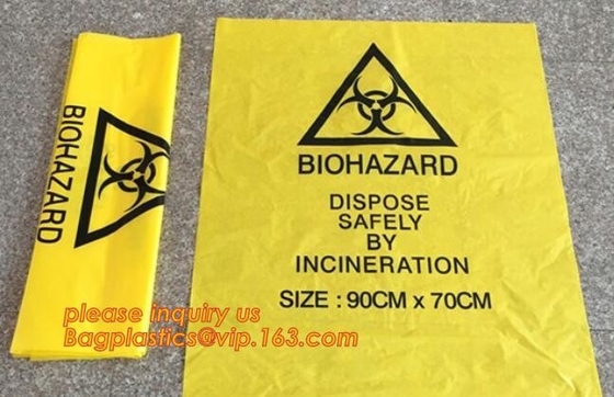 Bolsos del tratamiento del Biohazard, bolsos esterilizados, sacos de basura, sacos inútiles, bolso de los desechos peligrosos con los lazos