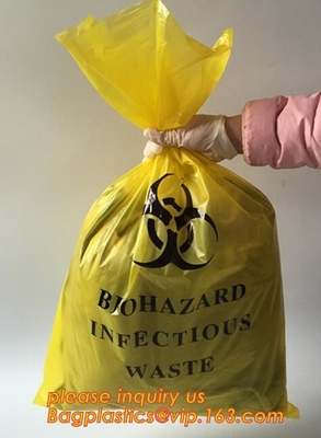 Bolsos del tratamiento del Biohazard, bolsos esterilizados, sacos de basura, sacos inútiles, bolso de los desechos peligrosos con los lazos