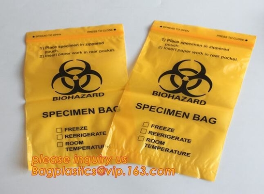 Bolsos del tratamiento del Biohazard, bolsos esterilizados, sacos de basura, sacos inútiles, bolso de los desechos peligrosos con los lazos