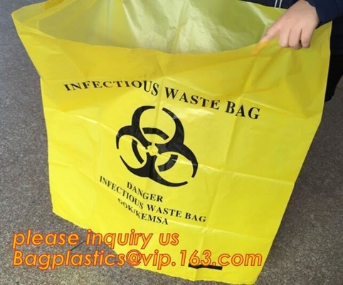 Bolsos del tratamiento del Biohazard, bolsos esterilizados, sacos de basura, sacos inútiles, bolso de los desechos peligrosos con los lazos