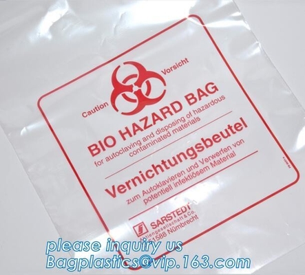 Disposición segura, biohazard que etiqueta, bolso apto para el autoclave, polipropileno, saco transparente disponible, claro de la disposición