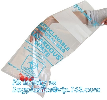 Disposición segura, biohazard que etiqueta, bolso apto para el autoclave, polipropileno, saco transparente disponible, claro de la disposición