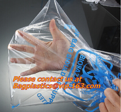 Disposición segura, biohazard que etiqueta, bolso apto para el autoclave, polipropileno, saco transparente disponible, claro de la disposición