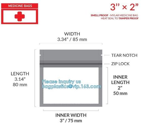 Los bolsos de la medicina, bolsos accesorios Zip lockk, píldora Baggies, complementan al organizador, bolsa de la medicación, almacenamiento de la vitamina