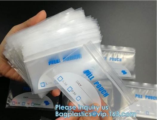 Los bolsos de la medicina, bolsos accesorios Zip lockk, píldora Baggies, complementan al organizador, bolsa de la medicación, almacenamiento de la vitamina