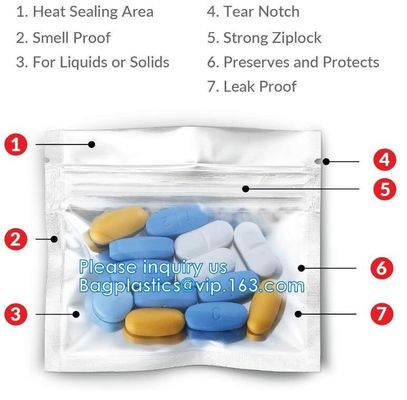 Los bolsos de la medicina, bolsos accesorios Zip lockk, píldora Baggies, complementan al organizador, bolsa de la medicación, almacenamiento de la vitamina