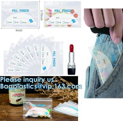 Los bolsos de la medicina, bolsos accesorios Zip lockk, píldora Baggies, complementan al organizador, bolsa de la medicación, almacenamiento de la vitamina