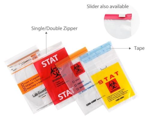 Bolsos que se puede volver a sellar reutilizables del espécimen del Biohazard, bolso de la muestra del laboratorio, bolsa Zip lockk, exterior del papeleo del bolsillo