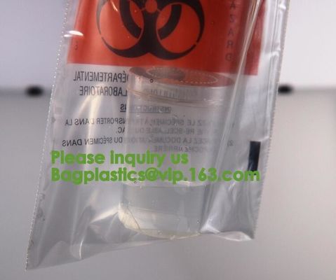 Bolsos que se puede volver a sellar reutilizables del espécimen del Biohazard, bolso de la muestra del laboratorio, bolsa Zip lockk, exterior del papeleo del bolsillo