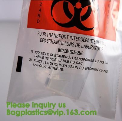 Bolsos que se puede volver a sellar reutilizables del espécimen del Biohazard, bolso de la muestra del laboratorio, bolsa Zip lockk, exterior del papeleo del bolsillo