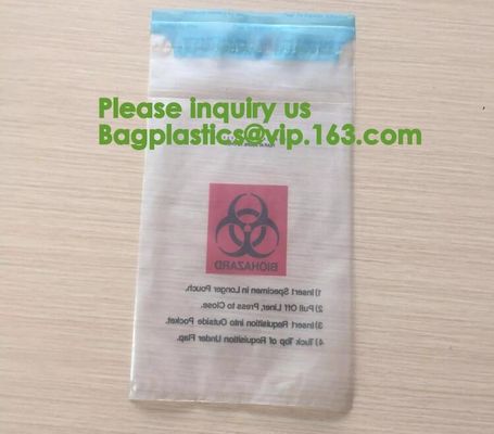 Bolsos que se puede volver a sellar reutilizables del espécimen del Biohazard, bolso de la muestra del laboratorio, bolsa Zip lockk, exterior del papeleo del bolsillo