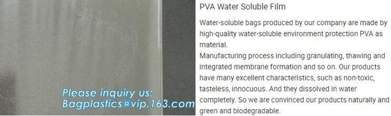 Los bolsos plásticos solubles en agua del lavadero de PEVA, reciclan el bolso, bolso soluble soluble en agua frío de las bolsas de plástico PVA