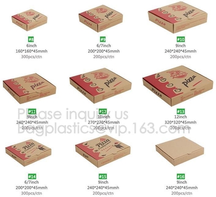 La caja de encargo de papel de embalaje de la pizza acanalada con diverso tamaño, recicla la fiambrera simple de papel del paquete de la pizza