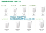 Taza de papel de café biodegradable con tapa personalizada impresa, paquete de tapa de taza de papel de helado de 3oz 5oz 6oz 8oz