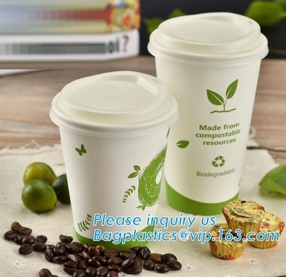 Respetuoso del medio ambiente, Blodegradable, abonable, PLA alineó el sistema frío caliente disponible de la taza de la bebida, café, tiendas, quiosco