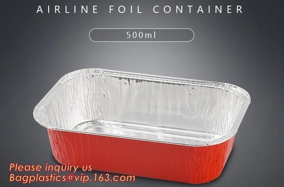 Rectángulo formado, cacerola disponible del papel de aluminio, envases de comida para llevar, taza de Aireline de la torta de la hoja