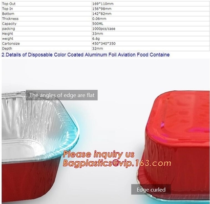 Rectángulo formado, cacerola disponible del papel de aluminio, envases de comida para llevar, taza de Aireline de la torta de la hoja