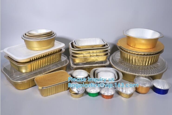Rectángulo formado, cacerola disponible del papel de aluminio, envases de comida para llevar, taza de Aireline de la torta de la hoja