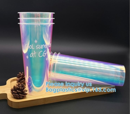 Taza disponible creativa en forma de &quot;U&quot; del brillo, bebida Juice Coffee Tea Takeaway Cups, Smoothie del batido de leche