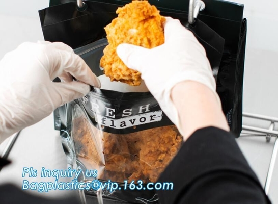 Del levantar bolso caliente antiniebla biodegradable del pollo del Rotisserie de la microonda del bolso de la cremallera del pollo asado con la manija