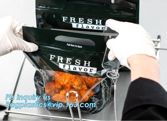 Del levantar bolso caliente antiniebla biodegradable del pollo del Rotisserie de la microonda del bolso de la cremallera del pollo asado con la manija