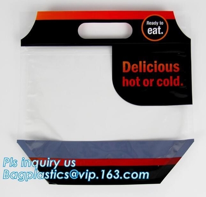 Los bolsos Zip lockk impresos de encargo de la manija, se levantan la bolsa con la ventana clara, Rotisserie Fried Chicken Packing