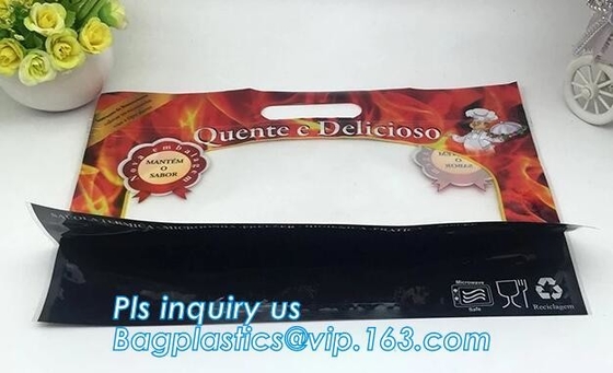 La cremallera que se puede volver a sellar del resbalador, Doypack, pollo asado se levanta la bolsa con el agujero de respiradero, situación inferior del uno mismo del escudete