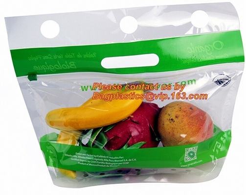 Coloqúese encima de la bolsa, bolsos plásticos de la cerradura de la cremallera de la cremallera del resbalador de la categoría alimenticia del congelador de la comida del paquete claro reutilizable de la fruta