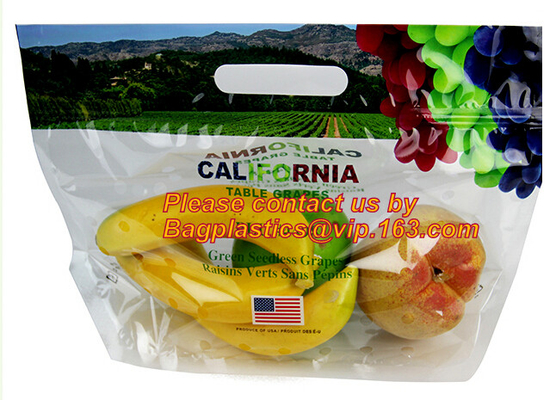 Coloqúese encima de la bolsa, bolsos plásticos de la cerradura de la cremallera de la cremallera del resbalador de la categoría alimenticia del congelador de la comida del paquete claro reutilizable de la fruta