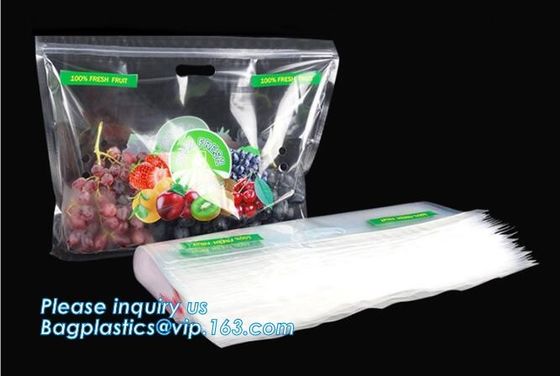 Soporte claro Zip lockk encima de los bolsos de empaquetado de la bolsa de la fruta, bolsos expresados de la producción con la cremallera, fruta vegetal al por menor