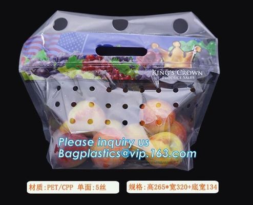 Soporte claro Zip lockk encima de los bolsos de empaquetado de la bolsa de la fruta, bolsos expresados de la producción con la cremallera, fruta vegetal al por menor