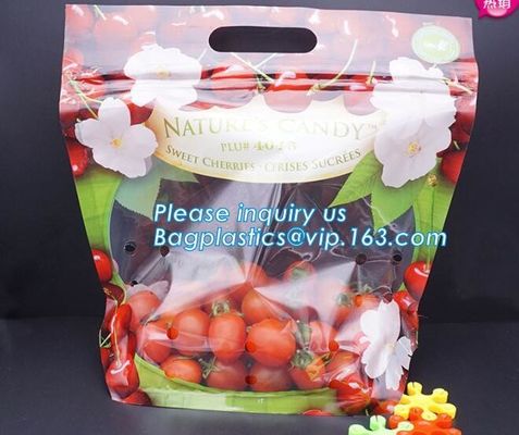 Soporte claro Zip lockk encima de los bolsos de empaquetado de la bolsa de la fruta, bolsos expresados de la producción con la cremallera, fruta vegetal al por menor