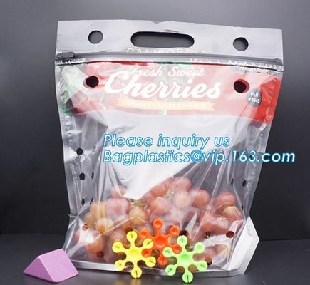 Soporte claro Zip lockk encima de los bolsos de empaquetado de la bolsa de la fruta, bolsos expresados de la producción con la cremallera, fruta vegetal al por menor