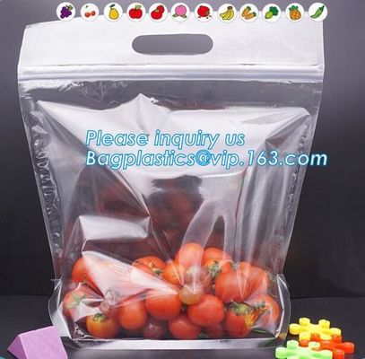 Soporte claro Zip lockk encima de los bolsos de empaquetado de la bolsa de la fruta, bolsos expresados de la producción con la cremallera, fruta vegetal al por menor