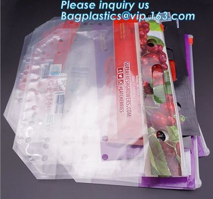 Soporte claro Zip lockk encima de los bolsos de empaquetado de la bolsa de la fruta, bolsos expresados de la producción con la cremallera, fruta vegetal al por menor