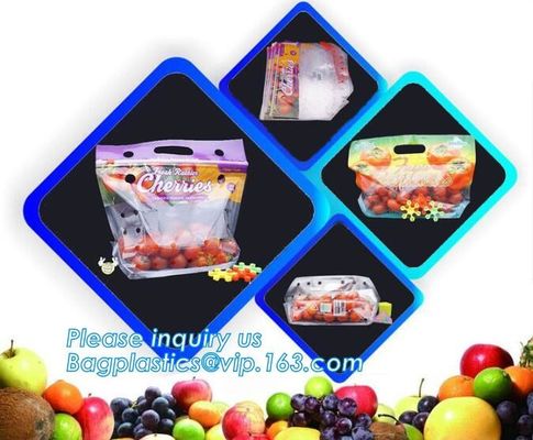 Soporte claro Zip lockk encima de los bolsos de empaquetado de la bolsa de la fruta, bolsos expresados de la producción con la cremallera, fruta vegetal al por menor