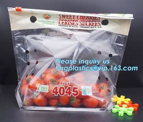 Soporte claro Zip lockk encima de los bolsos de empaquetado de la bolsa de la fruta, bolsos expresados de la producción con la cremallera, fruta vegetal al por menor