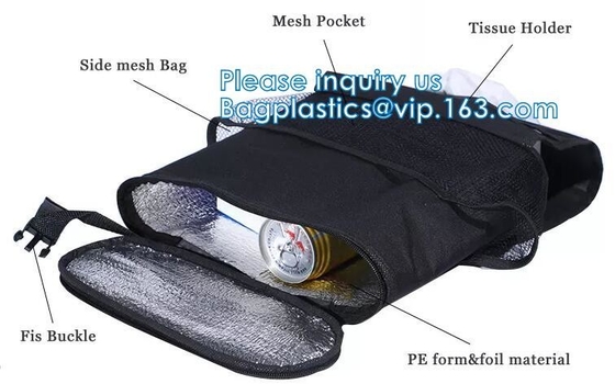 La basura del coche empaqueta al organizador Bag Cooler, cubo de la basura del coche, bolsillos del almacenamiento, compartimiento portátil plegable del asiento trasero del coche