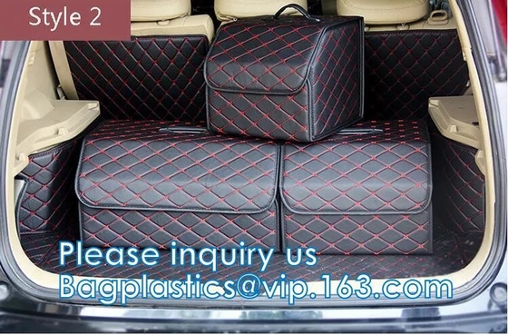 Contenedor de almacenamiento, organizador de cuero del tronco de coche de caja de almacenamiento de la PU de la prenda impermeable, consolas automotrices y organizadores