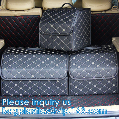 Contenedor de almacenamiento, organizador de cuero del tronco de coche de caja de almacenamiento de la PU de la prenda impermeable, consolas automotrices y organizadores