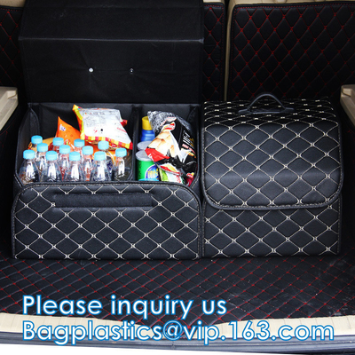 Contenedor de almacenamiento, organizador de cuero del tronco de coche de caja de almacenamiento de la PU de la prenda impermeable, consolas automotrices y organizadores